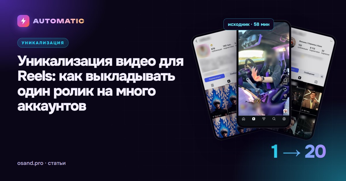 Уникализация видео для Reels: как выкладывать один ролик на много аккаунтов